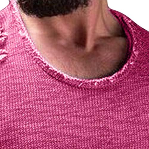 חור שבור מזדמן של גברים שרוול קצר שרוול מעוקל שוליות ארוכות חולצות טריקו