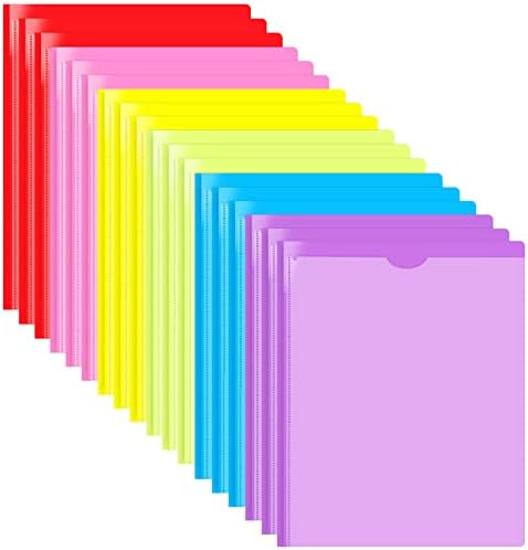 ג ' יסוסו כבד החובה פלסטיק תיקיית עם ברור כיס קדמי 3 שיניים-18 חבילה, מגוון צבעים 3 חודים תיקיות עם כיסים וכרטיס