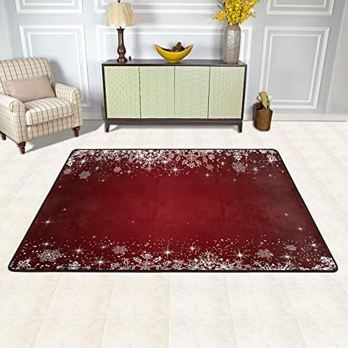 שטיח גדול שטיח רך לבן פתיתי שלג אדום משתלת שטיח פליימאט לילדים משחק חדר שינה חדר סלון 3 'x 2', שטיח תפאורה ביתית