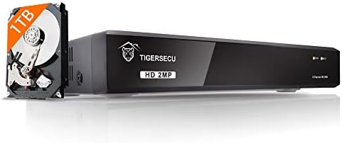 TIGERSECU SUPER HD 1080P 8 ערוצים היברידיים 4-in-1 מקליט אבטחה עם כונן קשיח של 1TB, עבור מצלמות TVI/AHD/CVI/CVI/אנלוגיות