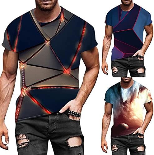 חולצת טי גרפית טכנולוגית אופנתית לגברים, צבע צבע מודפס תלת מימדי