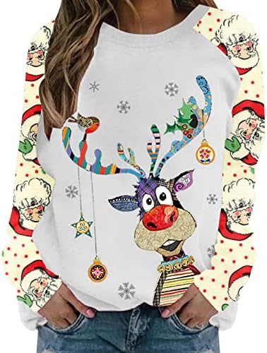סוודר חג מולד מכוער לנשים מצחיק איילים מצחיקים חולצת טי גרפי
