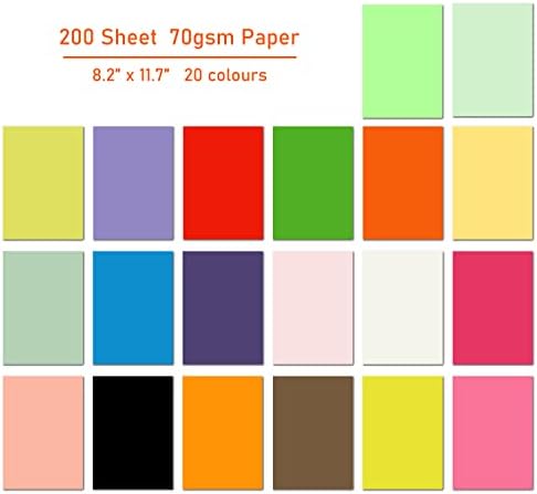 200 סדינים 20 צבעים נייר צבעוני A4 מדפסת נייר עותק נייר נייר נייר נייר נייר נייר נייר נייר אוריגמי לנייר לילדים בעבודת