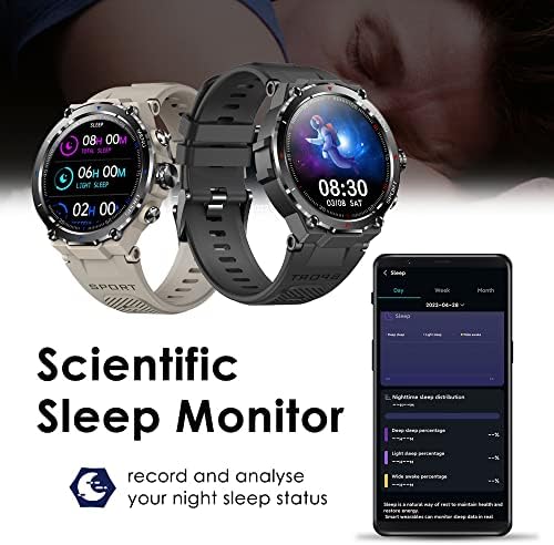CNBRO Mens Smart Watchs Bluetooth שיחת שעון חכם מחוספס עבור קלוריות/צעדים מונה שעון כושר ספורט חיצוני תואם לטלפונים של אנדרואיד