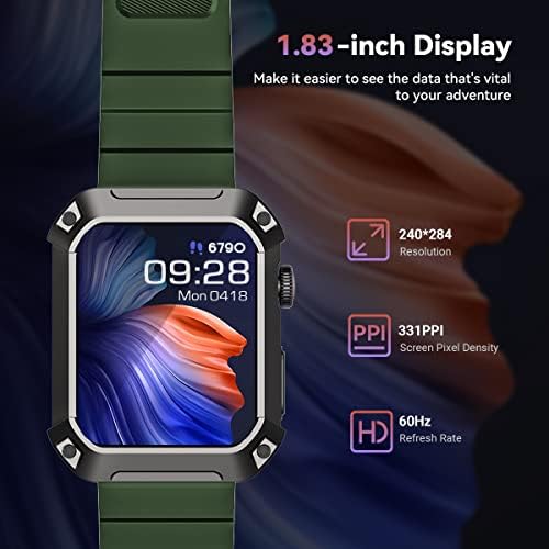 Blanche S2 שעון חכם צבאי לגברים Bluetooth שיחה 5ATM Smartwatch מחוספס, 1.83 אינץ