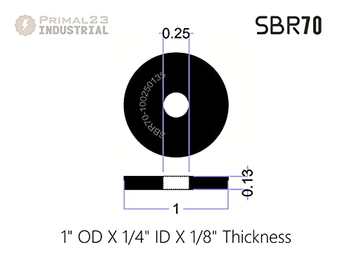 כביסות גומי עמידות בפני שחיקה כבדה - 1 OD x 1/4 ID x 1/8 עובי - מכונות גומי SBR70 סדרת SBR70