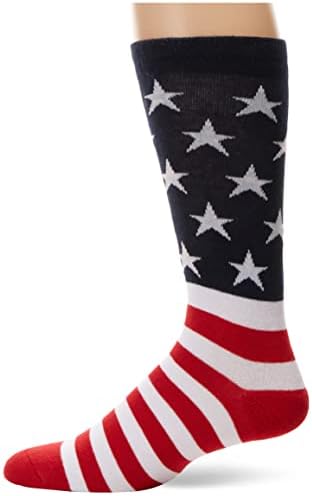 ק. בל גברים של קלאסיקות מגניב חידוש צוות גרביים, אדום/לבן / כחול אמריקאי דגל, נעל גודל: 6-12
