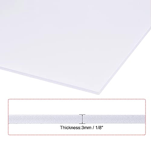 גיליון לוח הקצף של UXCell PVC, 3 ממ x 300 ממ x 600 ממ, לבן, 1/8 אינץ 'x 12 אינץ' x 24 אינץ ', דו צדדי, גיליון PVC מורחב,