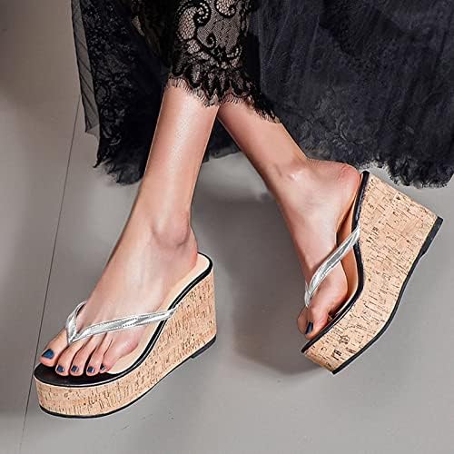 נעלי בית לנשים קיץ טריזי נעלי נשים סנדלי נוחות עם אלסטי קרסול רצועה מזדמן בוהמי חוף נעליים להחליק על ריינסטון