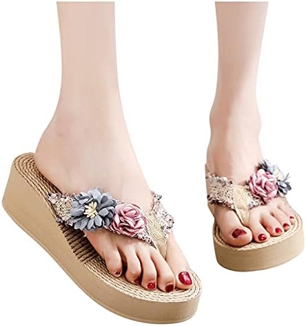 IQKA נשים טריזים סנדלים קליפ כפכפים כפפות חוף בריכה מגלשות נעליים סליפר מזדמן בוהמי.
