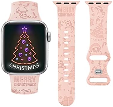 פתיתי שלג לחג המולד תואם להקת Apple Watch רצועה 44 ממ רצועת כף יד חג המולד מתנת סיליקון סיליקון להחלפת ספורט