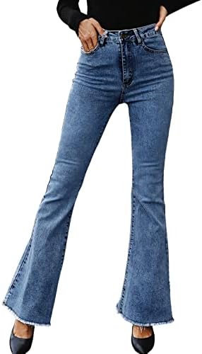 מכנסיים פלוס נשים במותניים גבוהות באביב וסתיו חדש רזה רזה תפירה תפירה ג'ינס מתרחבת ג'ינס נשים