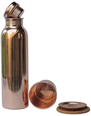 טהור נחושת סט של מים בקבוק & מגבר; התאמת כוס זכוכית דליפת הוכחה ללא מפרקים חלקה בקבוק בריאות צמחים צמחים