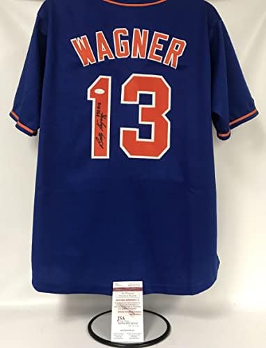 בילי וגנר חתם על חתימה '422 מציל' ג'רזי בייסבול כחול בניו יורק - JSA COA