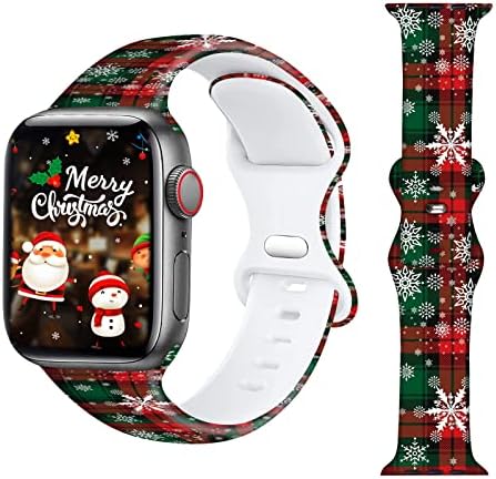 להקות שעון סיליקון לחג תואמות את Apple Watch 38 ממ 40 ממ 41 ממ 44 ממ 42 ממ 45 ממ, פסטיבל רצועת צמחיית ספורט
