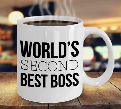 ספל קפה הבוס השני הטוב ביותר בעולם-מצחיק בדיחה כוס לעבודה מנהל מפקח 2-הכי טוב-הכי מצחיק אי פעם נוכח