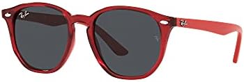 ריי-באן ג ' וניור משקפי שמש עגולים משנות ה-9070, אדום שקוף / אפור כהה, 46 מ מ