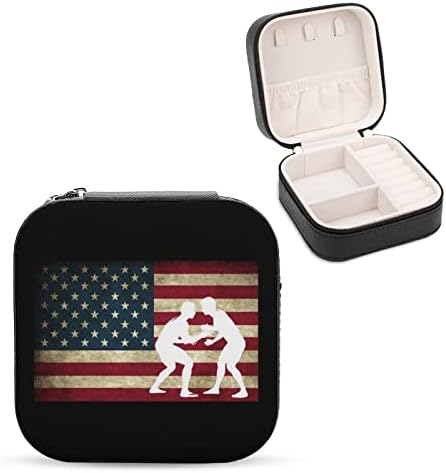 היאבקות אמריקאית דגל אמריקאי לנשים פרימיום נסיעות תכשיטים קטנים שרשרת טבעת מארגן אחסון מיני מארז תצוגה