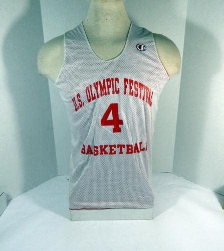 שנות התשעים של ארהב פסטיבל אולימפי כדורסל 4 משחק נעשה שימוש באדום תרגול ג'רזי DP42865 - משחק NBA בשימוש