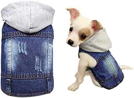 ז'קט ג'ין ג'ינס ג'ינס ג'ינס, מעיל חיות מחמד מסוגנן, בגדי גורים סרבל קפוצ'ון לכלבים בינוניים קטנים