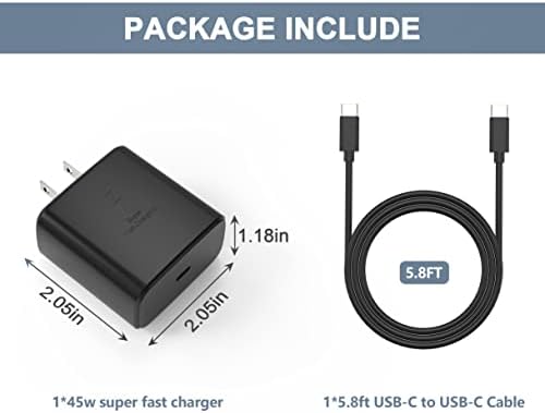 45W סמסונג מטען מהיר סופר מהיר USB C מטען קיר לסמסונג גלקסי S22/S22 Ultra/S22+/Note10/Note10+/S8/S9/S10/S20/S21, Galaxy Tab