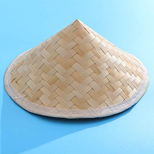 Exceart כובע במבוק סיני 1pcs 23. 5x14. 5 סמ בסגנון מזרחי קש במבוק אריגת כובע חרתי חקלאי כובע פטי אורז לילדים בני נוער