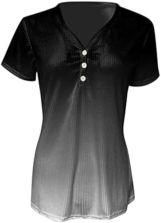 נשים אופנה קצר שרוול למעלה כפתור עם צוואר מצולע חולצות חולצות קיץ שיפוע מזדמן טי חולצה