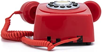 GPO 746 רכוב על כפתור קיר טלפון קווי רטרו רטרו - חוט מתולתל, טבעת פעמון אותנטית - אדום