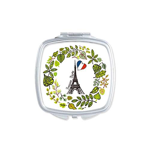 את אייפל מגדל פריז צרפת איור מראה נייד קומפקטי כיס איפור כפול צדדי זכוכית