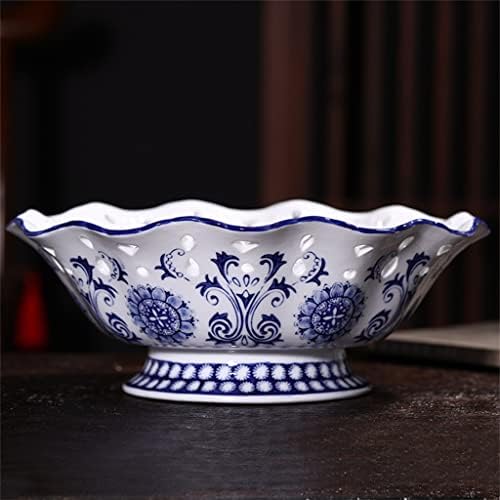כחול ולבן חלול קרמיקה גבוה פירות צלחת ג 'ינגדז' ן פורצלן סל ממתקי צלחת סיני סגנון מודרני