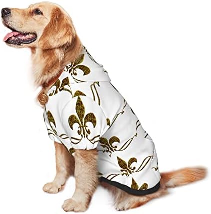 קפוצ'ון גדול של כלבים פלר-דה-ליס-וינטג '-זהב סוודר בגדי חיות מחמד עם מעיל תלבושת חתולים רכים XX-LAGE