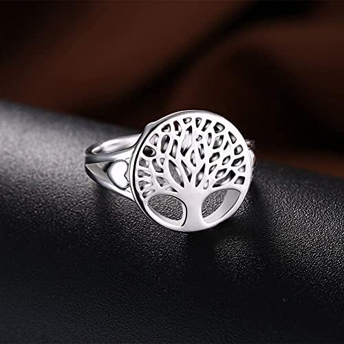 Wdiyieetn 925 עץ כסף סטרלינג של טבעת חיים תכשיטים לחתונה בגודל חמוד 6-9 לנשים בנות