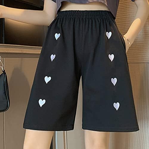 מכנסיים קצרים של Qtocio מכנסיים רקמת לב לנשים קלות משקל קל משקל מזדמן מכנסיים קצרים