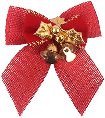 קישוטים למסיבות גור לבנות 2022 קשת קשת קשתות חג מולד עם פעמוני ברזל קישוטי עץ חג המולד עניבה עניבה DIY מתנה קשת