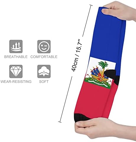דגל של האיטי מודפס צבע תואם גרביים אתלטי ברך גרביים גבוהים לגברים נשים