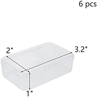 Wealrit 6 PCS קופסת מיכלי אחסון פלסטיק ברורה קטנה עם מכסה צירים, קופסת אחסון שקופה, מיכלי אחסון קטנים מפלסטיק