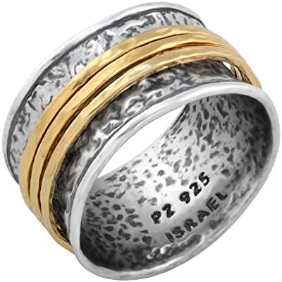 פז יצירות טבעות ספינר מכסף סטרלינג 925 לנשים וגברים - טבעת הצהרה-טבעות פידג ' ט תכשיטים מלאכותיים, טבעות מסתובבות
