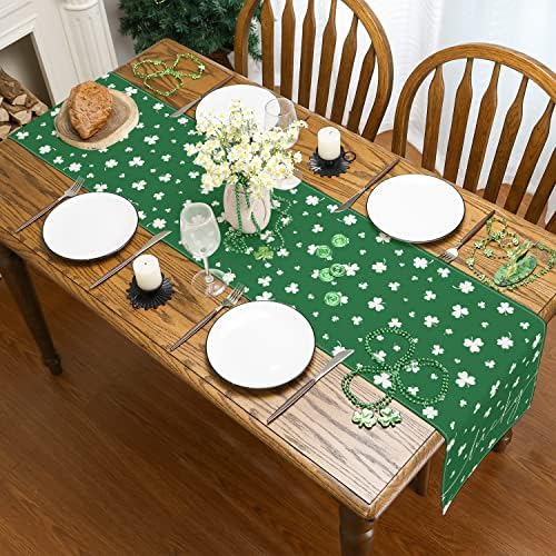 אביב שולחן רץ, מזל שמרוק סנט פטריק יום קישוטים ירוק עונתי אביב חג שולחן קישוטי עבור מקורה חיצוני אוכל שולחן דקור