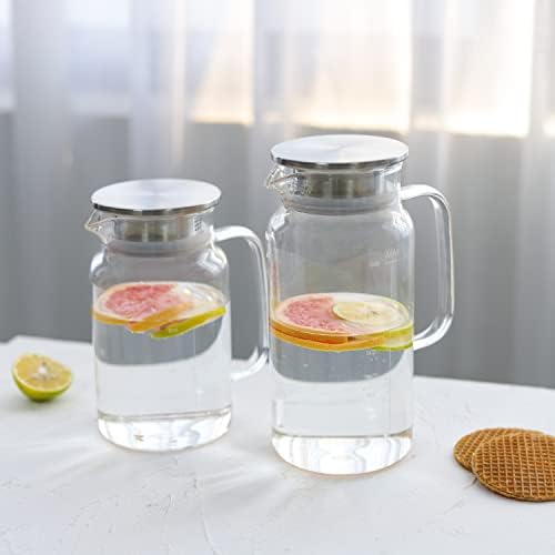 קנקן זכוכית חותם עם מכסה - נהדר למיץ תוצרת בית ותה קר או למכסי בקבוקי חלב זכוכית