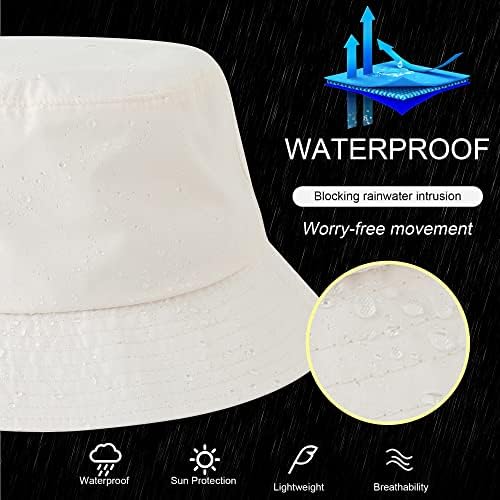 Lanzom נשים אטום דלי אטום למים כובע שמש חיצוני חוף כובע גשם בוני לגברים ספארי דיג אריזים כובע ספארי