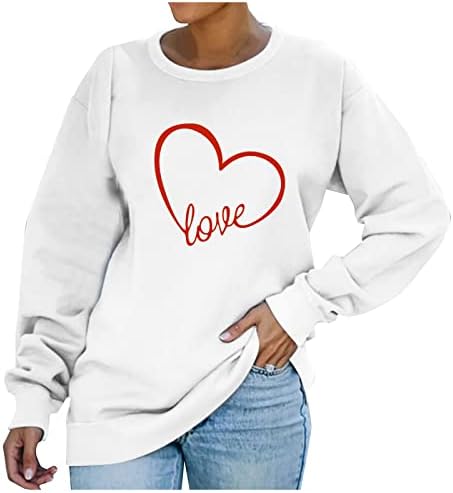 יום סווטשירט יום סווטשירט נשים אוהבות חולצות לב ולנטיין סוודר שרוול ארוך צמרות אופנה רופפת 2023 חולצות