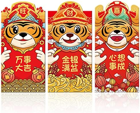 12 יחידות חדש שנה אדום מעטפות סיני פסטיבל כסף מנות יצירתי אדום מנות