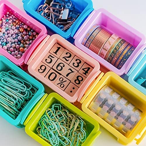 קופסת פלסטיק קטנה וחמודה, קופסת אחסון מיני פלסטיק מיני עם מכסה, 8 סוגים של מקרון צבע מארגן פלסטי