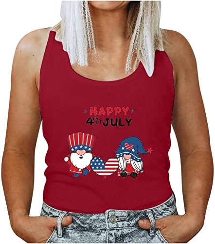 שמחה 4 ביולי גופיות לנשים חולצה ללא שרוולים אמריקאיות ללא שרוולים קיץ חולצות פטריוטיות טיז חמוד חולצות יוגה מודפסות חמודות