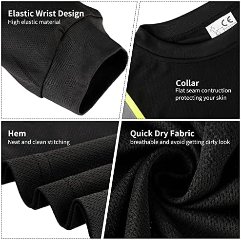 6 חבילות בטיחות שרוול ארוך, חולצת T גבוהה בכיתה 3 עם רצועות רפלקטיביות לבניית מודד עבודה