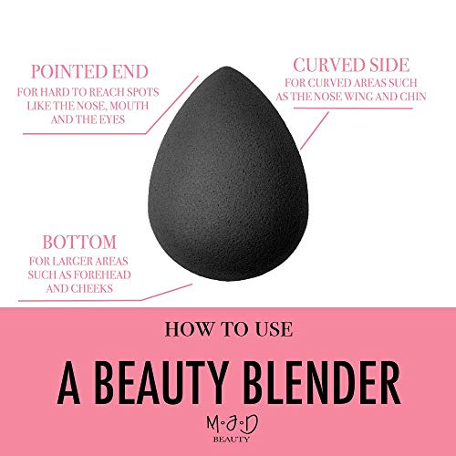 ספוג בלנדר MJD Beauty Blender, צורת דמעה לגימור ללא רבב, שימוש יבש ורטוב, לטקס ללא