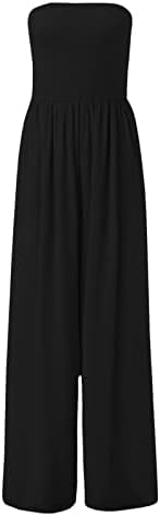 סרבל עם התלקחות מכנסיים נשים של קיץ אופנה מזדמן קפלי רחב רגל סרבל רומפר מתגנדר סרבלי נשים