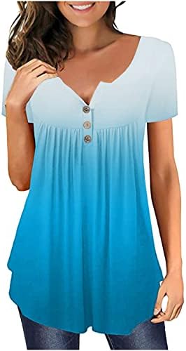 חולצות שיפוע של אנהו נשים חולצות הנלי VNECK חולצות טשירטס שרוול קצר עניבת מתנה צבעוני קיץ סתיו סתיו כפתור 2023 0C
