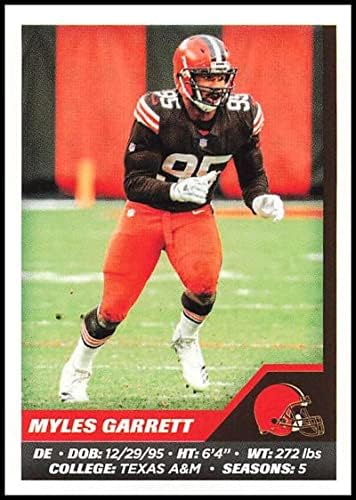 2021 מדבקות פאניני 147 Myles Garrett Cleveland Browns NFL כדורגל מיני מדבקה כרטיס מסחר