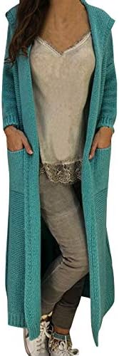 מעיל נשים של Xipcokm סוודרים עם שרוול ארוך שרוול ארוך קפוצ'ונים סוודר קרדיגן בכיס גדול בצבע אחיד.